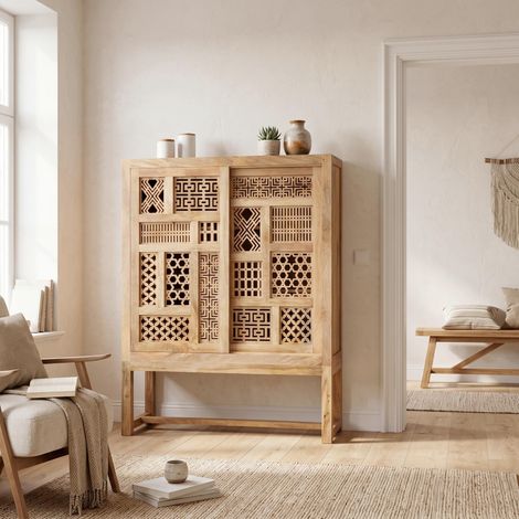 Mömax Highboard Lakota aus Mangoholz in Hellbraun (1/5)