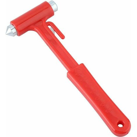 Marteau de sécurité - Marteau de sécurité d'urgence - Marteau de sécurité automobile - Outil de sortie de secours en acier - Coupe-ceinture - Coupe-vitre (rouge)-AquaForge (1/4)