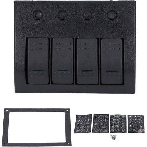 Panneau de commande à 4 interrupteurs à bascule précâblés pour circuit imprimé DC12V/24V, intensité nominale 10A/15A/15A (1/5)