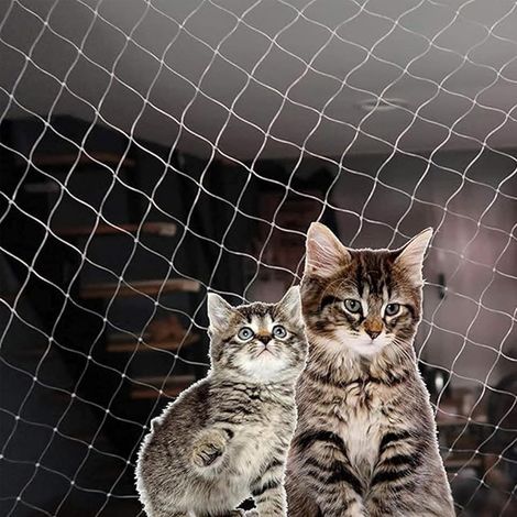 Filet pour chat pour balcon : 10 × 3 m, noir, filet de protection pour chat, renforcé sans perçage, résistant aux morsures et à la déchirure, filet de protection pour chat pour fenêtre (1/5)