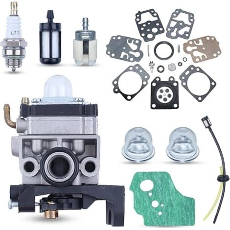 Carburateur Debroussailleuse pour Honda GX35 GX25 GX22 GX31 Carburateur Remplace OEM 16100-Z0Z-034 avec Joint, Bougie d'Allumage, Tuyau, Bulles d'Huile, Filtre à Essence Pieces Detachees (1/5)