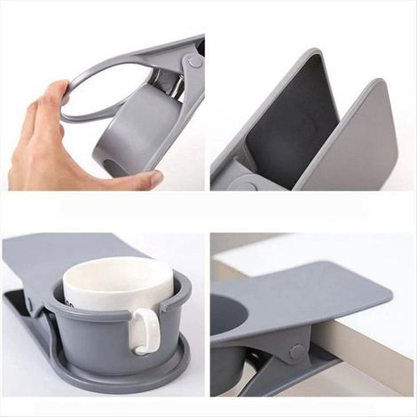 Porte-Gobelet - Clip Bureau Fixe - Pour Gobelets et Petites Plantes - Blanc - 19,8 x 10 x 10,2 cm - 1 Pièce (1/5)