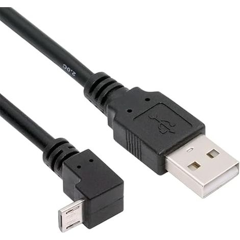 Câble de charge et de données USB 2.0 Type-A vers micro USB 5 broches 5 V, coudé vers le bas, pour téléphone, tablette et appareil photo (50 cm). (1/5)