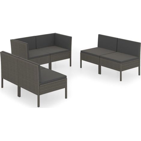 Maison Exclusive - 6-tlg. Garten-Lounge-Set mit Auflagen Poly Rat