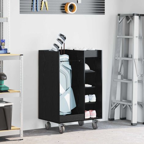 Golf Schrank Mit Rad Uni Schwarz Eichen-Optik 65 x 45 x 98 cm