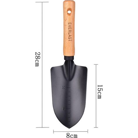 Pelle, noir, ensemble d'outils de jardin, 2 outils de jardin en aluminium avec truelle, une repiqueuse à main et un semoir de jardin, cadeaux de jardinage pour hommes et femmes (1/4)