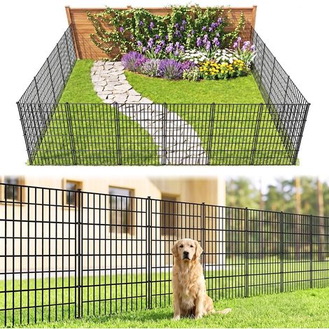 Garden Fence 40" Tall x 28" Wide (5 Panels, Total Length 12ft) Outdoor Metal Rustproof Fence Decorative Dog Pet Fence Yard Edging (1/5)