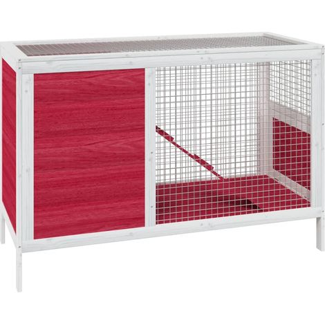 Conejera roja 103 x 44 x 69,5 cm madera maciza de pino Rojo 020041958