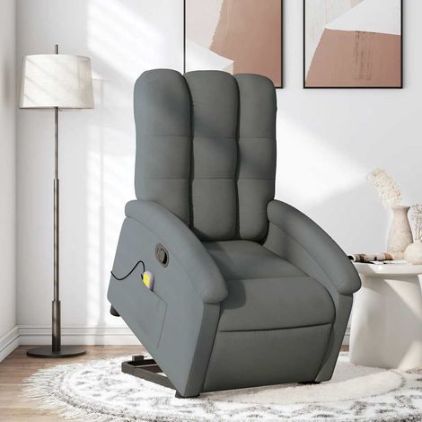Massagesessel mit Aufstehhilfe Dunkelgrau Stoff