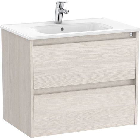 Pack Unik Meuble 2 tiroirs + lavabo TENET - ROCA Couleur : frêne nordique - Dimensions : 685x460x565 mm (1/2)