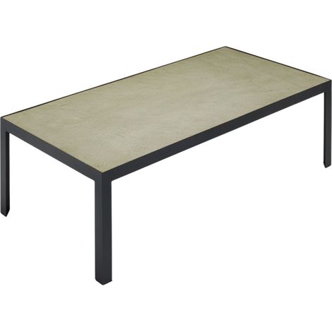 Table basse en Plateau en enduit effet béton et piètement métal noir ORELIA (1/4)
