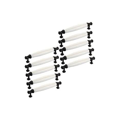 Lot de 10 Poignées de Placard en Céramique en Arc, Style Rétro, Distance entre Trous 96 mm – pour Portes, Meubles, Tiroirs (1/5)