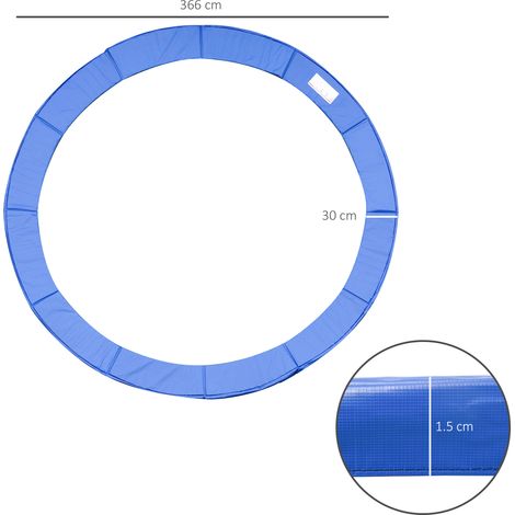 Filet de sécurité anti-chute pour trampoline rond, liseré renforcé, diamètre 366 cm (8, 10, 12 ou 15 pieds), teinte bleue, sans le trampoline. (1/5)