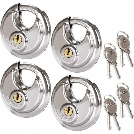 BEBUSINGOTO Ensemble de 4 cadenas circulaires de sécurité, cadenas ronds en acier inoxydable de 70 mm, cadenas à disque résistants à la rouille (1/5)