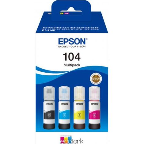 Epson 104 EcoTank 4 Colour Originale Multipack Nero Ciano Magenta Giallo