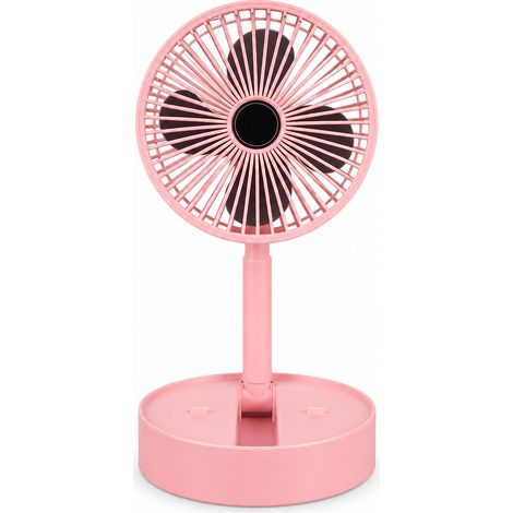 Ventilatore USB portatile pieghevole e telescopico 3 velocità rosa (1/5)