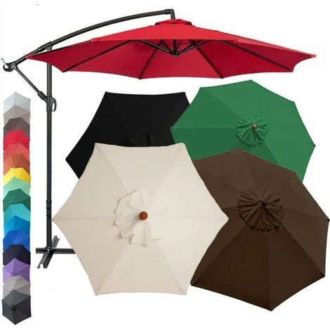 Treetalk – Copertura per ombrellone rotondo 3m – Tessuto di ricambio impermeabile e anti-UV – Compatibile con ombrelloni a 8 stecche – Colore rosso (1/5)