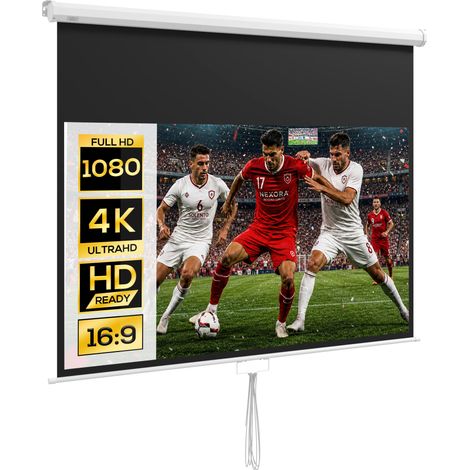 Écran de projection 80 pouces 4K HD, format 16:9, TV home cinéma, fixation murale ou plafond, 187 x 8 x 150 cm (1/5)