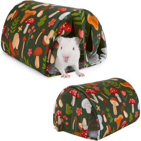 Cachette pour cochons d'Inde avec rideau et tunnel, adaptée aux cochons d'Inde, hamsters, chinchillas et plus encore (1/5)