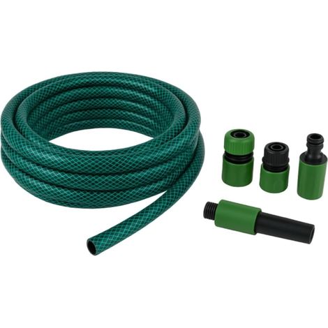 Kinzo Kit tuyau d'arrosage de 30 m – Tuyau d'arrosage 14 mm (1/2") max. 6 bar – Avec 3 raccords et 1 pièce de pulvérisation – Convient pour arroseurs de jardin – Vert (1/4)
