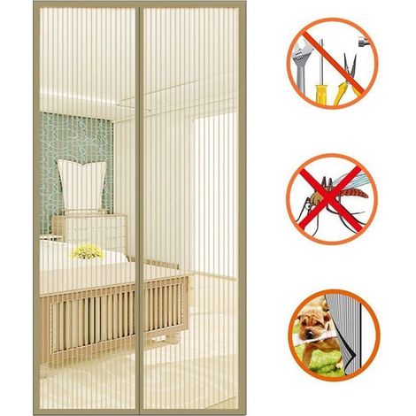 TRADE SHOP - Zanzariera Magnetica 120 X 240 Cm Beige Universale 18 Magneti Tenda Per Porte - (1/3)