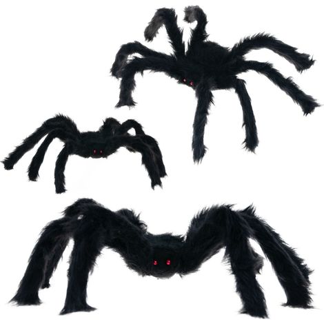 Ragno artificiale, peloso, nero, decorazione di Halloween, tarantola spaventosa, 40 cm (1/5)