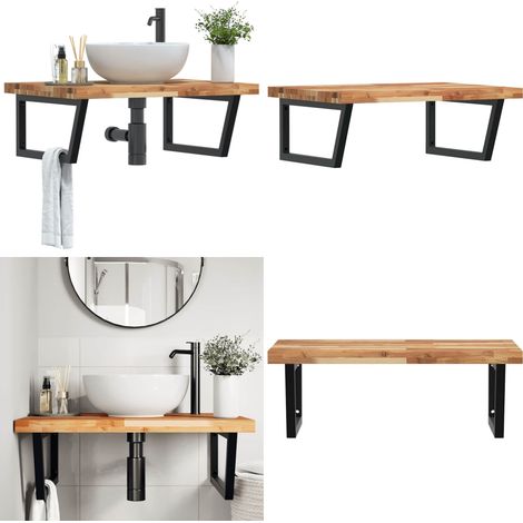 Waschbeckenregal Wandmontage Stahl und Akazienholz - Wandmontage - Akazienholz (1/5)