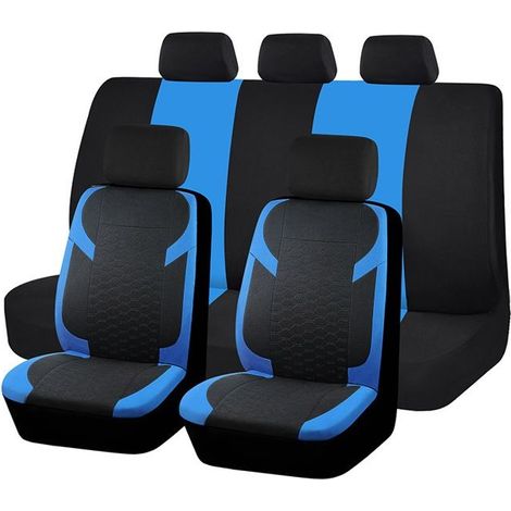 Housses de Siège Auto Complètes,Douces et Respirantes,Avant et Banquette Arrière,Confort Sportif,Universelles pour Voiture,Bleu (1/5)