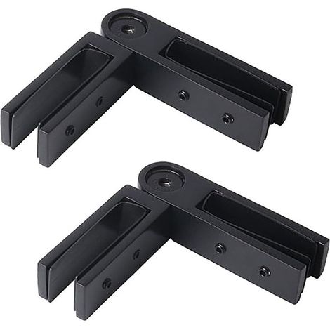 Lot de 2 colliers de serrage réglables de 90 à 135 degrés en acier inoxydable noir pour garde-corps (10-12 mm Glasspanel) pour clôture, balustrade, balcon (1/5)