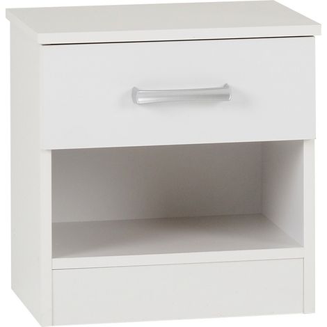 Polar 1 Drawer Bedside White Finish Storage Compartment Metal Runners (1/3)