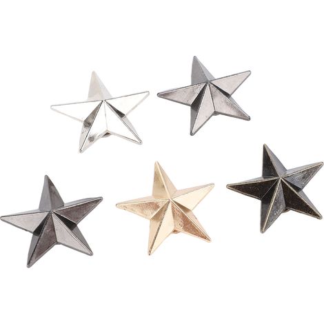 Lot de 50 rivets à cinq branches en forme d'étoile, vis, clous punk en alliage, 20,5 mm, or, argent, noir, bronze, argent antique (1/5)