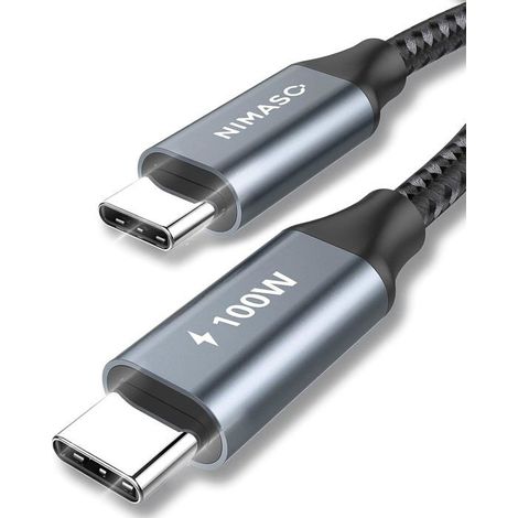 Câble USB C -KAL- C Vers Usb C 2M,Charge Rapide 100W Pd Nylon Tressé Pour Iphone 15/15 Pro,Macbook Pro,Ipad Mini6/Pro (1/5)