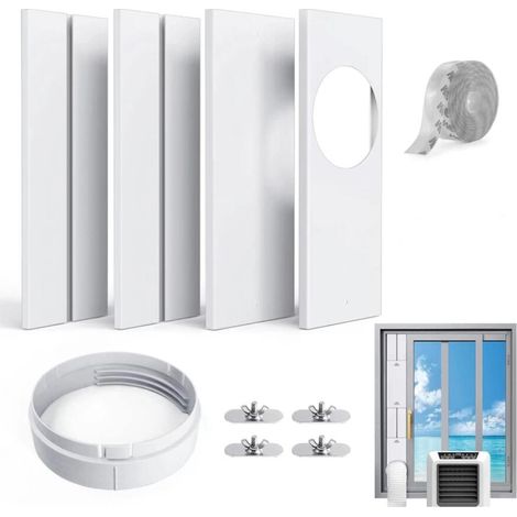 (Pour Tuyau de 15cm) Kit de Fenêtre Universel pour Climatiseur Portable de Tuyau d'échappement avec Coupleur Kit de Ventilation AC Réglable Joint en PVC pour Fenêtre Coulissante (1/5)