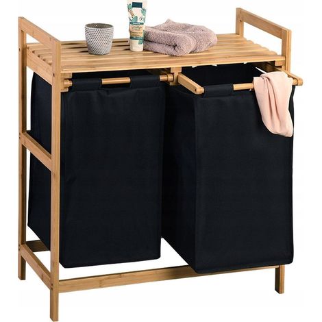 Cesto de ropa con estante y 2 compartimentos. (1/3)