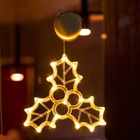 Guirlande Lumineuse - 20 cm - Fixation Par Ventouse - Alimentation Sur Piles - Pour Décoration Intérieure De Fenêtre Ou De Cheminée - 1 Pièce (1/5)