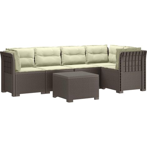 Divano da Giardino 5 Posti con Cuscini Stile Rattan PP vidaXL (1/5)