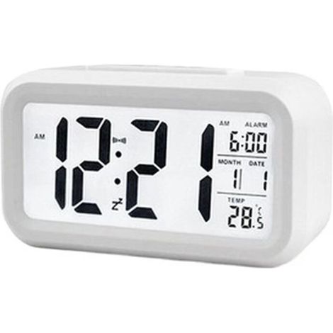 Réveil silencieux,réveil numérique à piles, grand écran lumineux, affichage de la date, calendrier, température, 12/24 heures, répétition de l'heure pour chambre à coucher, bureau (1/5)