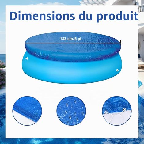 6ft Round Pool Cover - Easy Install Dustproof Pool Cover for Inflatable Pools and Above Ground Pools (72", 183cm) (1/5)