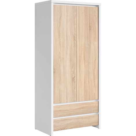 Armadio 2 ante 2 cassetti Soren marrone e bianco 200cm (1/3)