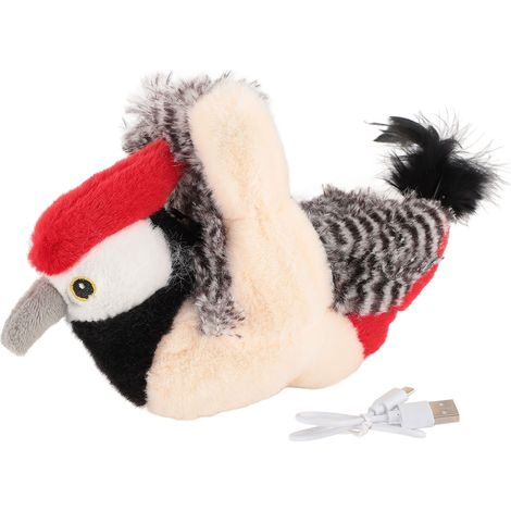 Jouet Électronique pour Chat - Peluche Oiseau Interactif à Ailes Battantes et Sons Réalistes en Peluche Douce 25cm (1/4)