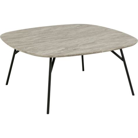 Mesa de centro Norsica 903, Negro + Mármol gris, 40x90x90cm, Diámetro: 0, Mármol, Angular (1/4)