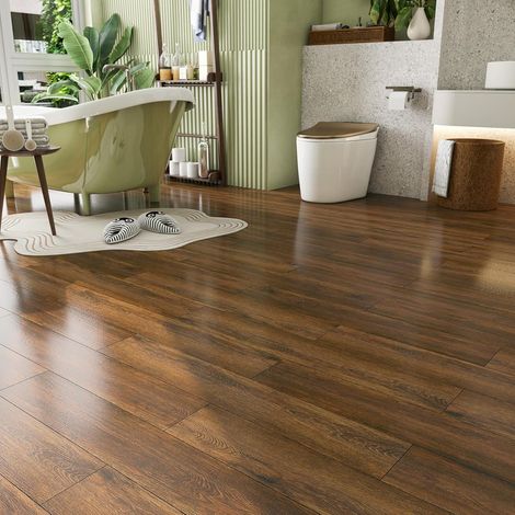 90×15CM 35 Dalles PVC Adhesive Sols Imitation Carrelage Adhesif Sol Cuisine Salon Effet Bois Revetement de Sol PVC Lino Camping Garage Marron Dalle Vinyle Sols Adhesive Salle de Bain Bois (1/5)