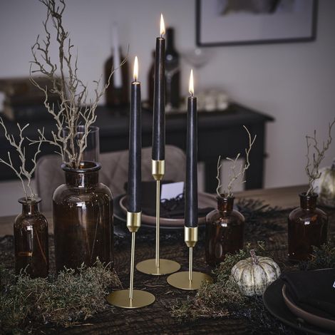 Lot de 3 bougeoirs d'halloween en métal doré pour décoration de Table (1/5)