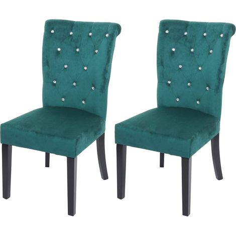 [NUNCA USADO] Juego de 2 silla de comedor HHG-513, silla silla de cocina, remaches de terciopelo, verde oscuro, patas negras