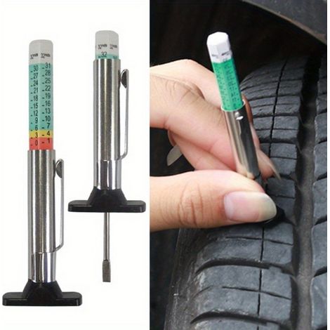 Jauge de profondeur de bande de roulement automatique et durable en acier inoxydable et ABS, outil de mesure compact à code couleur pour le contrôle de sécurité des véhicules (1/5)
