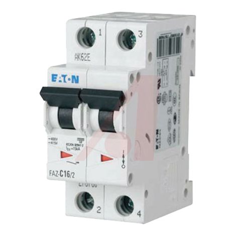 Disjoncteur Eaton Eaton Moeller 2P, 32A, pouvoir de coupure 10 kA, montage rail DIN ( Prix pour 1 )