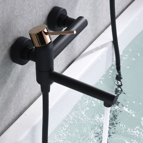 Grifo de bañera/ducha Milos Stick negro oro rosa [ IMEX® ]