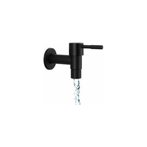Robinet d'évier de cuisine noir rapide simple robinet froid salle de bain en acier inoxydable robinet extéri robinet de jardin robinet de machine à laver murale pour l'utilisation de l'espace de cu (1/4)