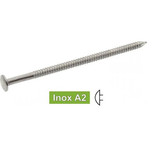 Pointe annelée - Tête bombée - Inox A2 2,7x60 mm - Boîte de 340