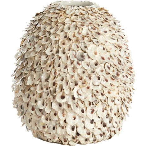 Light & Living Vase UBATE aus Bambus Muschel Creme Braun – Ø33x35